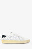Saint Laurent White Leather Silver Star Low Top Sneakers Size 36