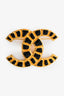 Pre-Loved Chanel™ 2019 Gold Tone Metal/Black Gripoix Interlocking CC Brooch