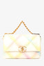 Pre-Loved Chanel™ 2022 White Multicolour Leather Medium Flap 19