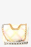 Pre-Loved Chanel™ 2022 White Multicolour Leather Medium Flap 19