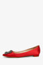 Manolo Blahnik Red Satin Hangisi Flats Size 36.5