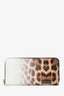 Christian Louboutin White/Leopard Print Patent Leather Long Zip Wallet