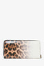 Christian Louboutin White/Leopard Print Patent Leather Long Zip Wallet