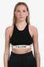 Celine Black Cotton Rib Knit White Logo Tape Crop Tank Top Size L
