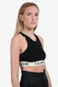 Celine Black Cotton Rib Knit White Logo Tape Crop Tank Top Size L