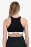 Celine Black Cotton Rib Knit White Logo Tape Crop Tank Top Size L