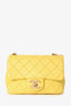 Pre-Loved Chanel™ 2021 Yellow Quilted Lambskin Mini Pearl Samba Flap Crossbody Bag