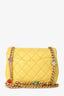 Pre-Loved Chanel™ 2021 Yellow Quilted Lambskin Mini Pearl Samba Flap Crossbody Bag