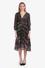 Maje Brown/Silver Metallic Tiered Maxi Dress Est. Size M