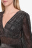 Maje Brown/Silver Metallic Tiered Maxi Dress Est. Size M