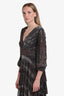 Maje Brown/Silver Metallic Tiered Maxi Dress Est. Size M