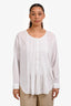 Theory White Cotton Long Sleeve Button Down Pleat Detail Shirt Size L