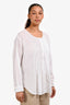 Theory White Cotton Long Sleeve Button Down Pleat Detail Shirt Size L