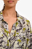 L'Agence Light Green Silk Floral Print Leopard Button Down Maxi Dress Size L