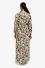 L'Agence Light Green Silk Floral Print Leopard Button Down Maxi Dress Size L