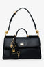 Dolce & Gabbana Black Leather Medium My Sicily Top Handle Bag With Strap