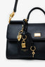Dolce & Gabbana Black Leather Medium My Sicily Top Handle Bag With Strap
