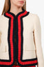 Gucci Cream Silk/Cotton Blend Cropped Web Trim Jacket Size 38
