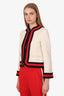 Gucci Cream Silk/Cotton Blend Cropped Web Trim Jacket Size 38
