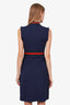 Gucci Navy Ruffled Wed Trim Sleeveless Midi Dress Size XS