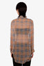Burberry Plaid Sheer Silk Blouse With Tie Size 10