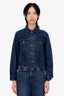 Celine Blue Denim Triomphe Trucker Jacket Size S