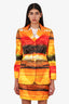 Moschino Jeans Orange/Red Printed Single Breasted Blazer + Skirt Set Size 42