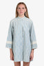 Gucci 2019 Pale Blue GG Embroidered Denim Button Down Dress Size 40