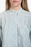 Gucci 2019 Pale Blue GG Embroidered Denim Button Down Dress Size 40