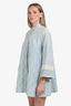 Gucci 2019 Pale Blue GG Embroidered Denim Button Down Dress Size 40