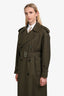 Burberry Green Cotton 'Castleford' Trench Coat Size 4