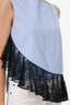 JW Anderson Blue/White/Black Lace & Striped Sleeveless Blouse Size 4
