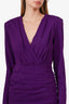 Ronny Kobo Purple Ruched Long Sleeve Mini Dress With Shoulder Pads Size S