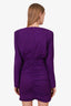 Ronny Kobo Purple Ruched Long Sleeve Mini Dress With Shoulder Pads Size S