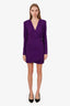 Ronny Kobo Purple Ruched Long Sleeve Mini Dress With Shoulder Pads Size S