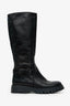 Prada Black Leather Lug Sole Knee High Boots Size 39