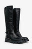 Prada Black Leather Lug Sole Knee High Boots Size 39