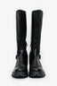 Prada Black Leather Lug Sole Knee High Boots Size 39