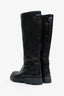Prada Black Leather Lug Sole Knee High Boots Size 39