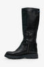 Prada Black Leather Lug Sole Knee High Boots Size 39