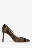 Jimmy Choo Black/Beige Mesh Dotted Pointed Toe Pumps Size 36.5
