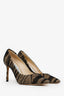Jimmy Choo Black/Beige Mesh Dotted Pointed Toe Pumps Size 36.5