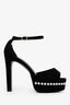 Stuart Weitzman Black Suede Pearl Embellished Platform Heels Size 36