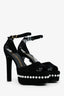 Stuart Weitzman Black Suede Pearl Embellished Platform Heels Size 36
