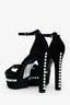 Stuart Weitzman Black Suede Pearl Embellished Platform Heels Size 36
