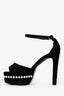 Stuart Weitzman Black Suede Pearl Embellished Platform Heels Size 36