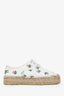 Saint Laurent White Leather Floral Espadrille Sneaker Size 38