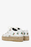 Saint Laurent White Leather Floral Espadrille Sneaker Size 38