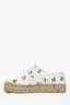 Saint Laurent White Leather Floral Espadrille Sneaker Size 38