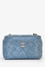 Pre-loved Chanel™ Blue Denim Quilted Camellia Case Chain Bag